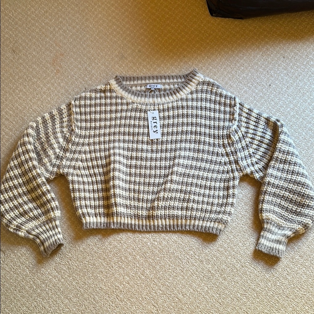 Grey Bandit Sweater - Cream and Brown Size Small